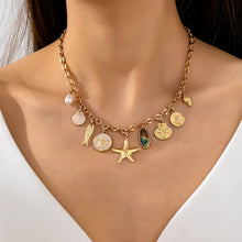 Charm Necklace-Sea Starfish Seashell Fish | 80N92950: Gold