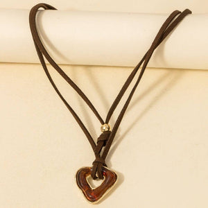 Acrylic Triangle Pendant Faux Suede Cord Necklace