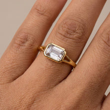 Gold Dipped Split Shank Step Cut Bezel Cz Ring: 7 GOLD