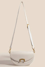 Buckle Closure Crescent Faux Leather Hand Bag - Tan