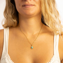18K Gold PVD Stainless Steel Turquoise Tear Drop Charm Bar - Stainless Steel Silver