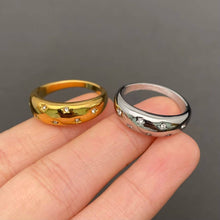 Cubic zirconia Stars 18K Gold Plated S.Steel Ring - Gold size 6
