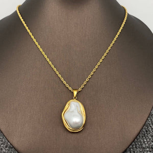 Baroque Pearl 18K Gold Plated SS Twist Chain Necklace