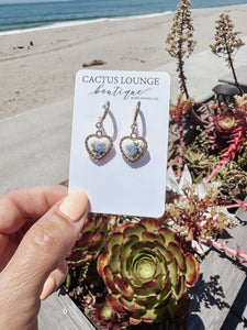 Heart Dangle Earrings - Blue