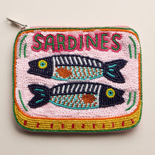 Beaded Sardine Tin Clutch | Pink Hand-Embroidered Sequin Zip Pouch