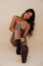 Espresso Dark Brown Neutral Pilates Grip Socks - Daily Grind