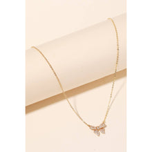 Pave Bow Ribbon Charm Necklace - Silver