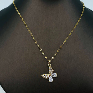 Cubic Zirconia 18K Gold-plated Butterfly Necklace