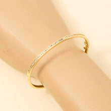 Gold Dipped Cz Pave Hinge Bangle Bracelet - Silver