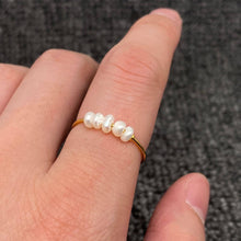 Pearl Beaded 18K Gold Plated Stainless Steel Fine Ring - Size 6