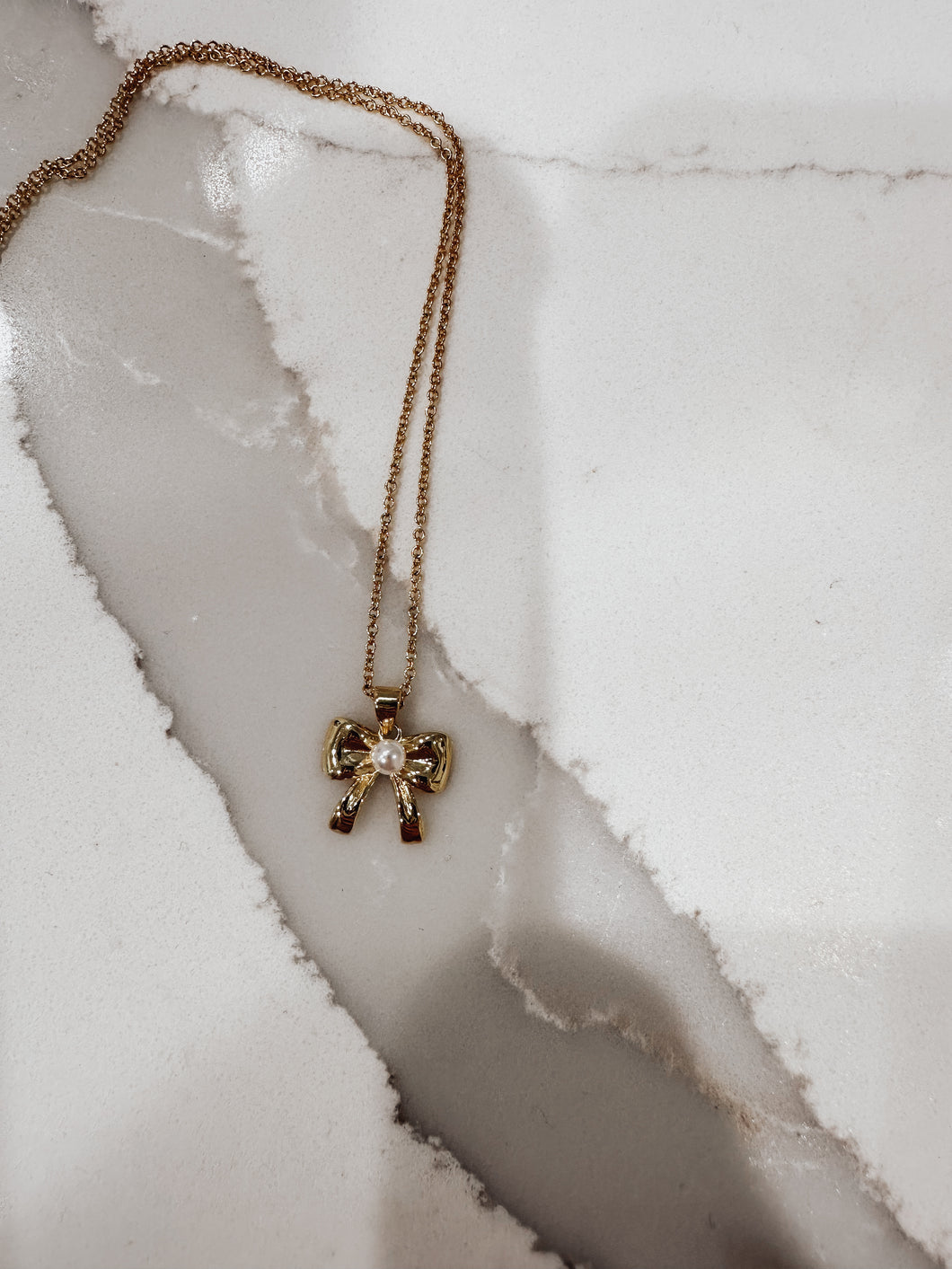Bow Necklace with Pearl Detail