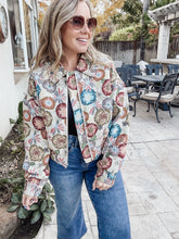 Retro Floral Printed Cropped Jacket