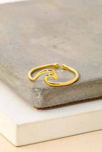Gold Dipped Wave Cutout Adjustable Ring - R