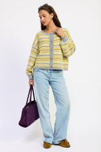 BUTTON UP ROUND NECK CARDIGAN: PURPLE BURGUNDY MULTI