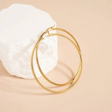 18K Gold PVD Stainless Steel Round Tube Hoop Earrings - Stainless / 25mm