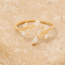 Cz Fern Wrap Open Band Ring - Gold