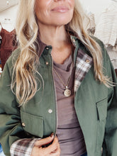 Highland Plaid Cuff Detail Jacket - Olive/Brown