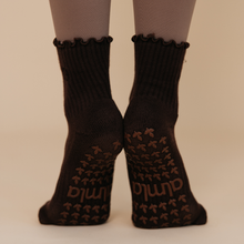 Espresso Dark Brown Neutral Pilates Grip Socks - Daily Grind