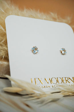 Square Cubic Zirconia Gold Studs