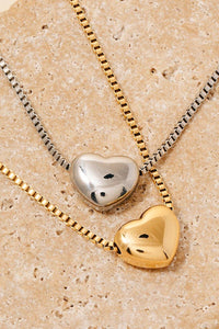 Stainless Steel Bubble Heart Pendant Necklace - Gold