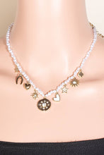 Assorted Charms Pearl Beaded Chain Necklace - Gold