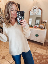 Ember V-Neck Slouch Sweater  - Cream