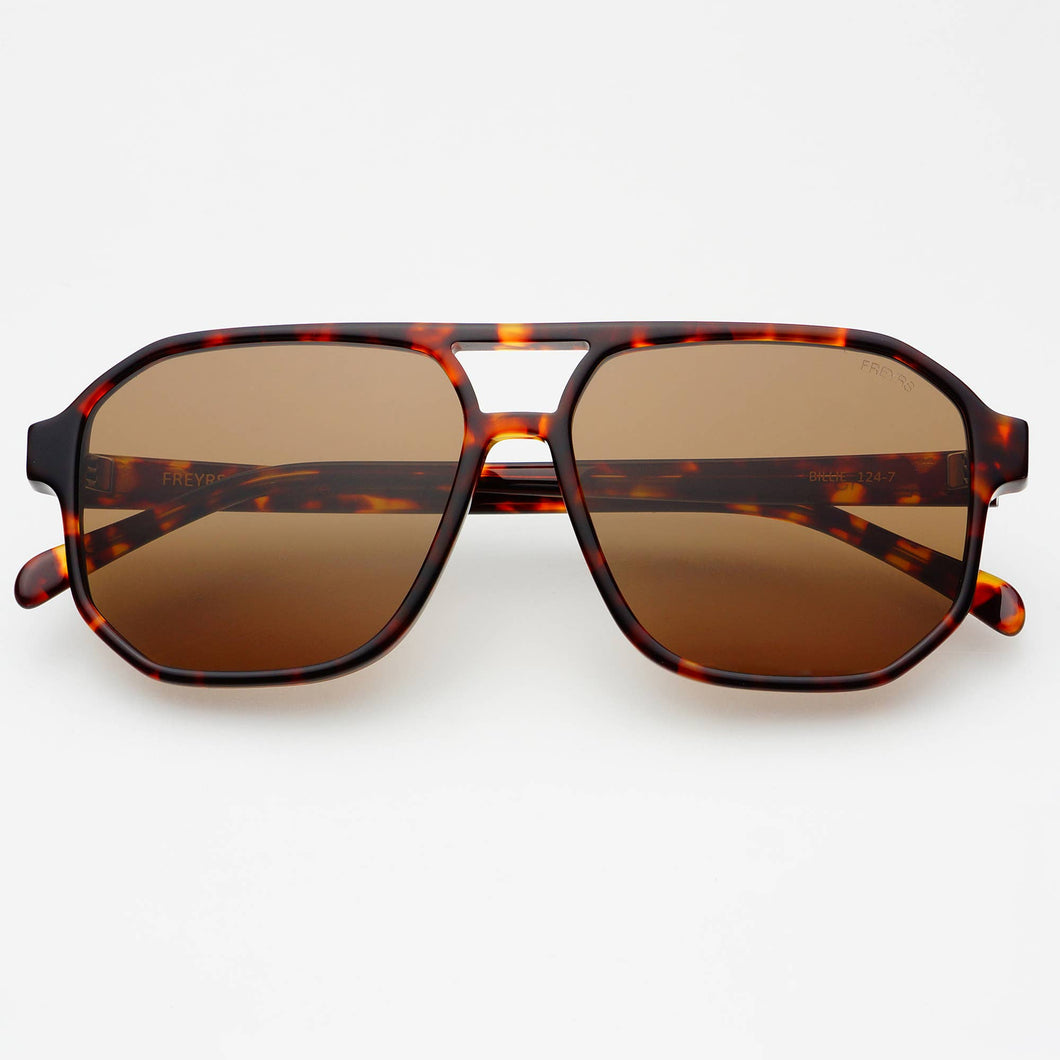 Billie Aviator Sunglasses : Dark Tortoise / Solid Brown