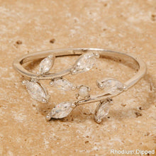 Cz Fern Wrap Open Band Ring - Gold