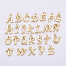 16K Gold Filled 14mm Minimalist Molten Alphabet Initial Letter Charm Bar | Charms-00908 ~ Charms-00933: Letters Set