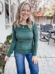 Stacy Ribbed Long Sleeve - Pine Grove