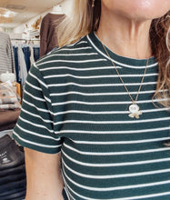 Annie Ribbed Tee - Pine/Cream