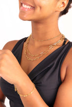 18K Gold Paperclip Chain Necklace Charm Bar - 14+02" / 2.5mm