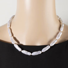 Pearlescent Barrel Bead And Gold Station Necklace