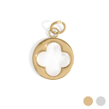 18K Gold PVD Stainless Steel Mother Of Pearl Floral Charm Bar - Gold