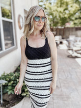 FINAL SALE Eclipse Contrast Stripe Crochet Knit Midi Dress - Black