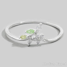 Cz Botanical Flower And Branch Spray Ring - Gold