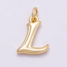 16K Gold Filled 14mm Minimalist Molten Alphabet Initial Letter Charm Bar | Charms-00908 ~ Charms-00933: Letters Set