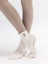 Golden Retriever Ruffle Pilates Socks Brown Paw Shaped Grips