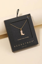 Secret Box Western Cowboy Boot Charm Necklace - White