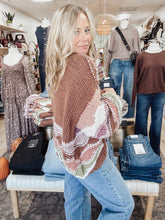 Autumn Mosaic Chunky Knit V Neck Button Down Cardigan - Multi