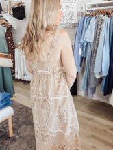 Cafe Verona Floral Embroidered Midi Dress - Khaki