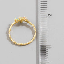 Gold Dipped Cz Multi Flower Ring: Gold