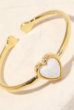 Gold Dipped Opal Heart Adjustable Ring - Gold