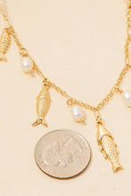 Fish And Pearl Charms Chain Necklace