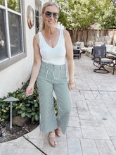 Bekz Green/White Stripe Wide Leg Pant