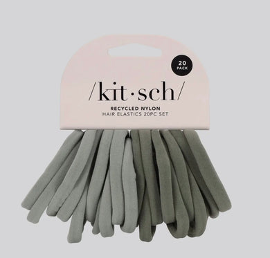 Eco Friendly Nylon Elastics 20 Hair Ties - Eucalyptus