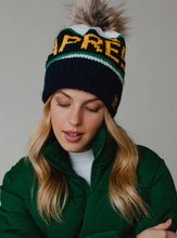 Apres Pom Hat - Navy/Yellow/Green