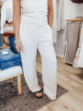 Easy Days Linen Stripe Straight Leg Pants with Drawstring