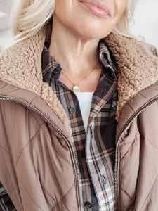 Timberline Quilted Zip Up Fleece Lined Puffer Vest - Chocolate Brown