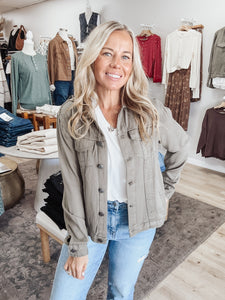 Sabrina Jean Jacket - Dusty Olive